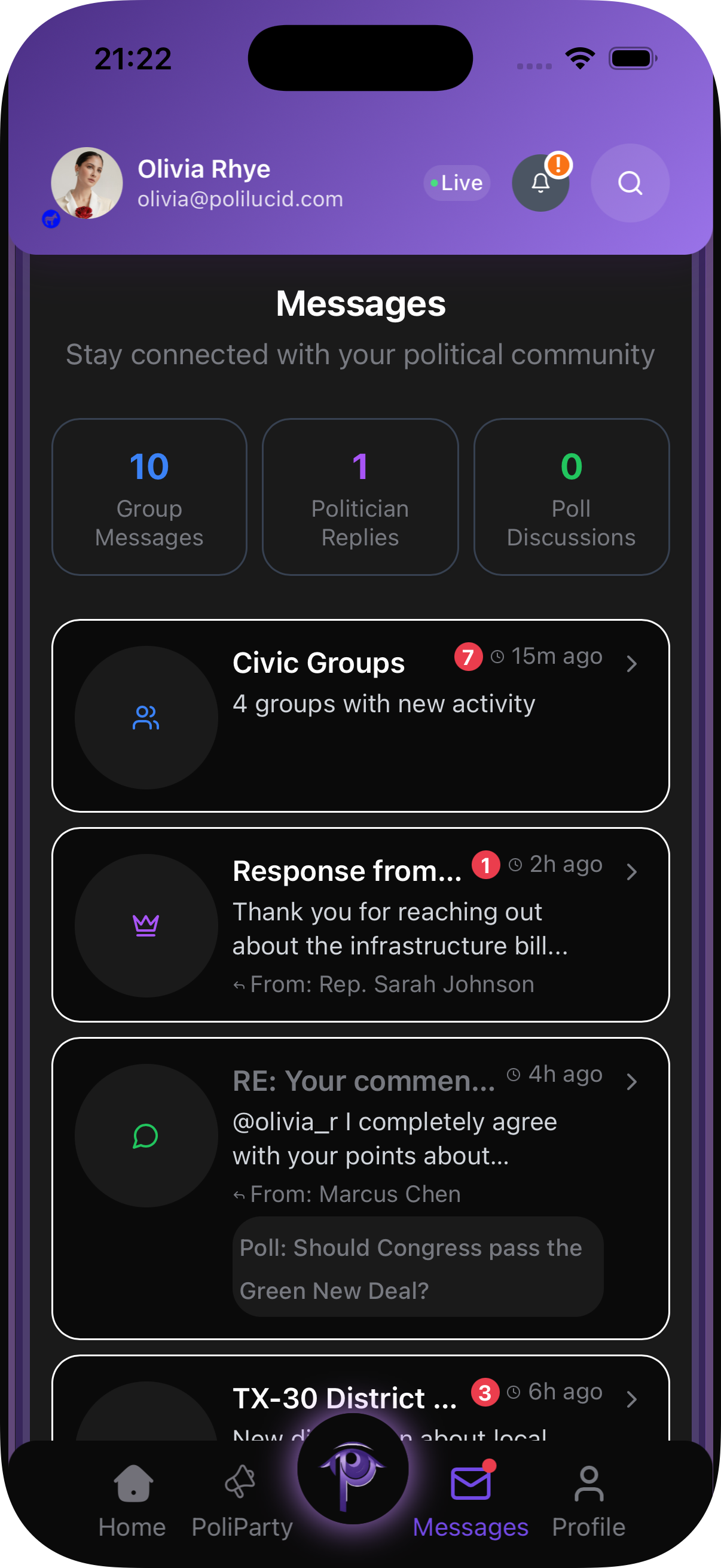 Direct Messaging - dark mode